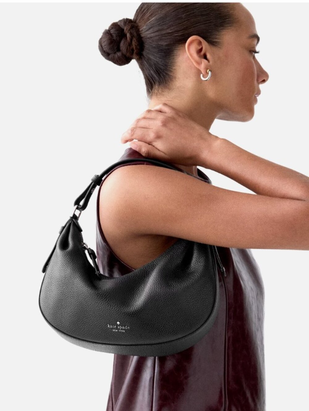 New Kate Spade Selene Shoulder Bag Pebble Leather Black